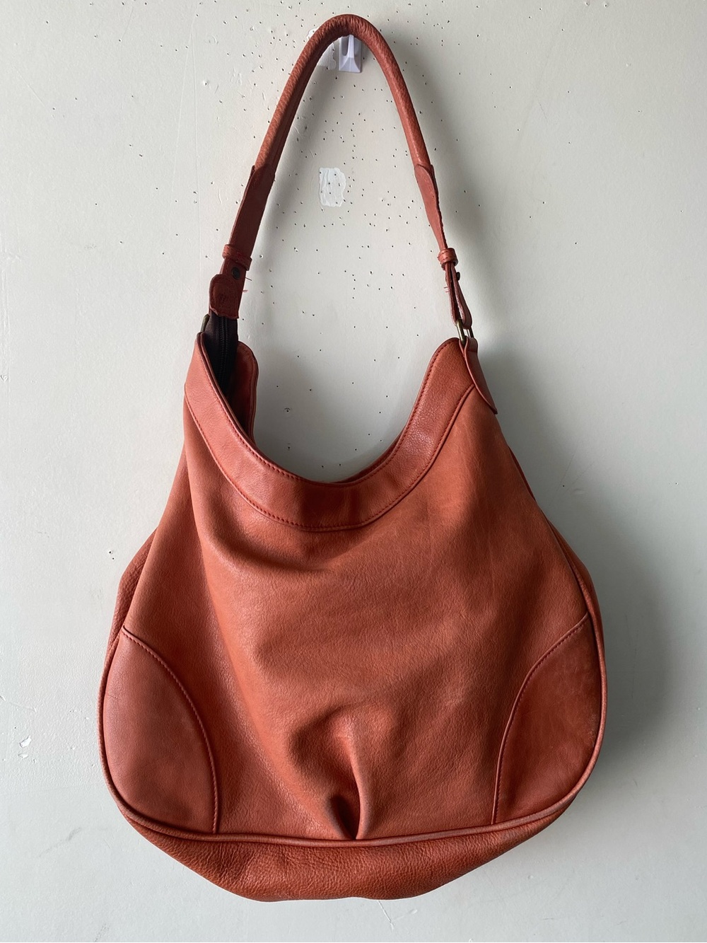 Moore & Giles Leather Slouchy Hobo Shoulder Bag Terracotta Boho Y2K - Picture 2 of 16